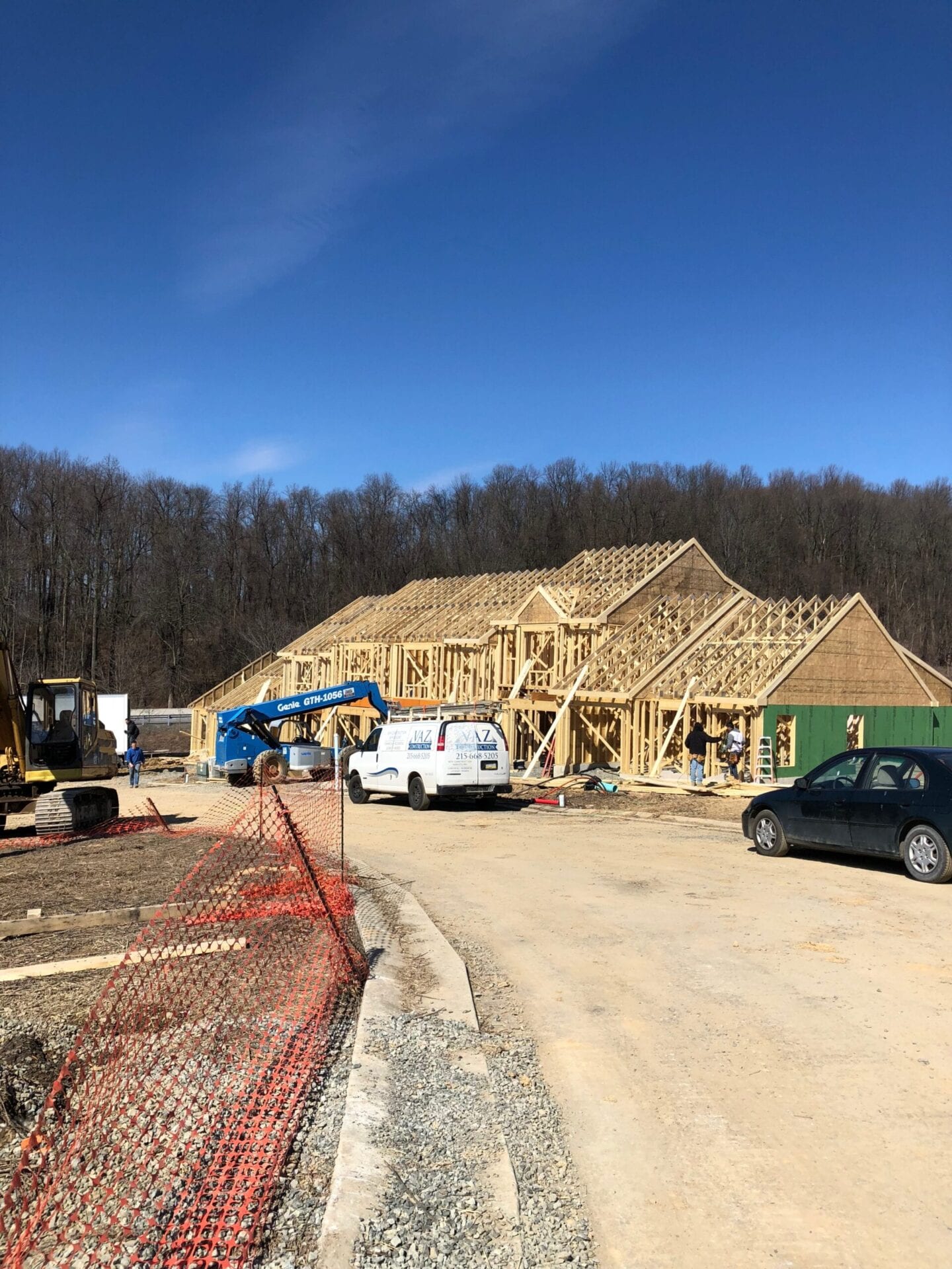 A building being built in the middle of a construction zone.