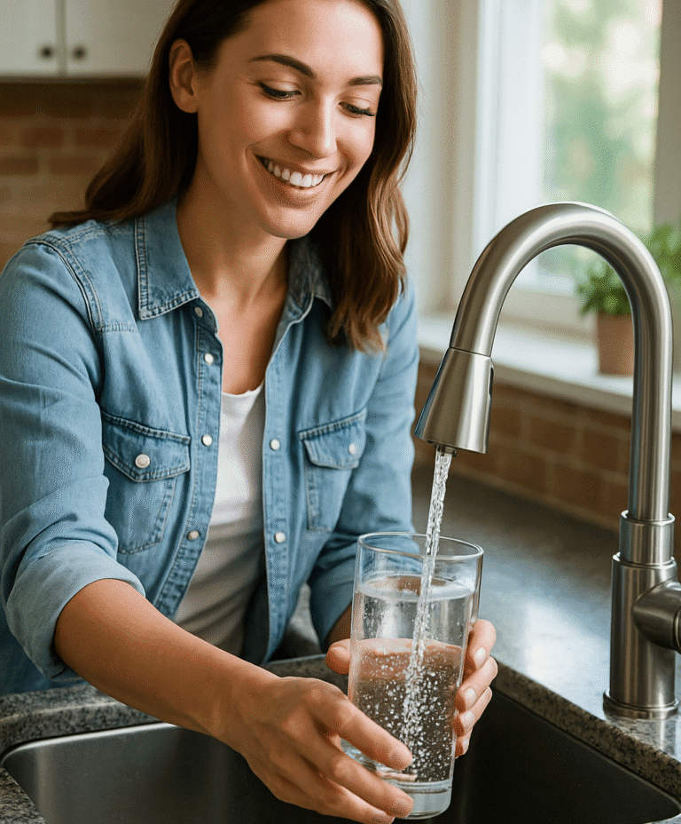 Happy customer after water treatment service from Master Plumbing Services