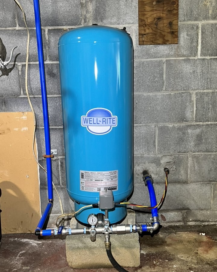 Well tank and stainless steel tank tee package install from Master Plumbing Services